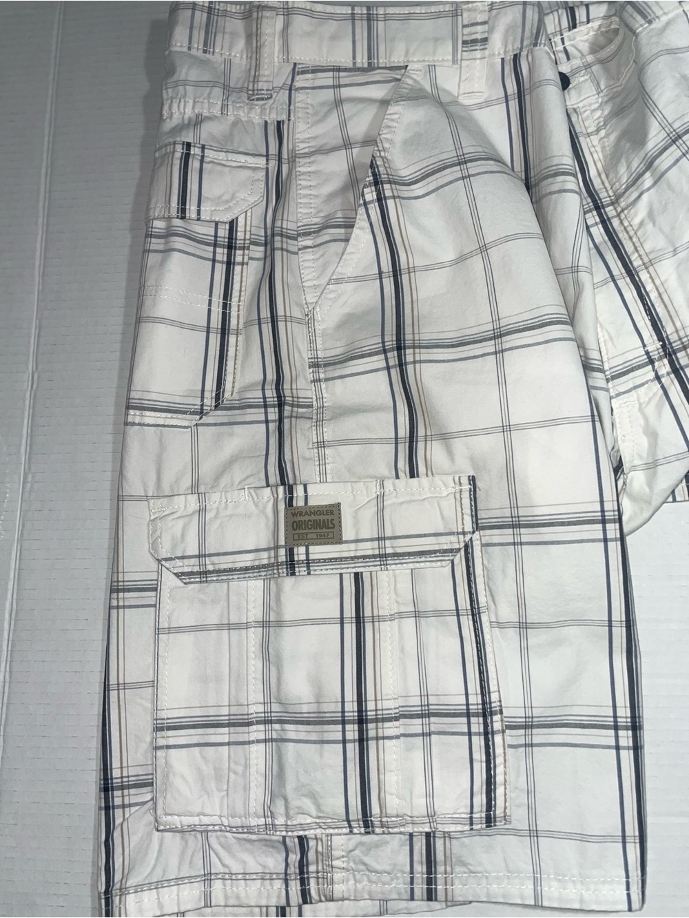 Men's Original Wrangler Plaid Cargo Shorts - New Without Tags 100% Cotton - Picture 3 of 9
